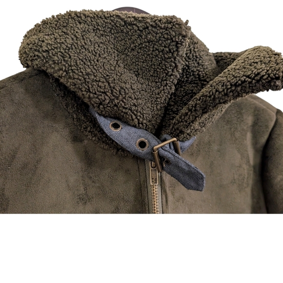 MOTHER Denim Faux Suede & Shearling The Four Corners Bomber - The Long Haul - S - Picture 9 of 14